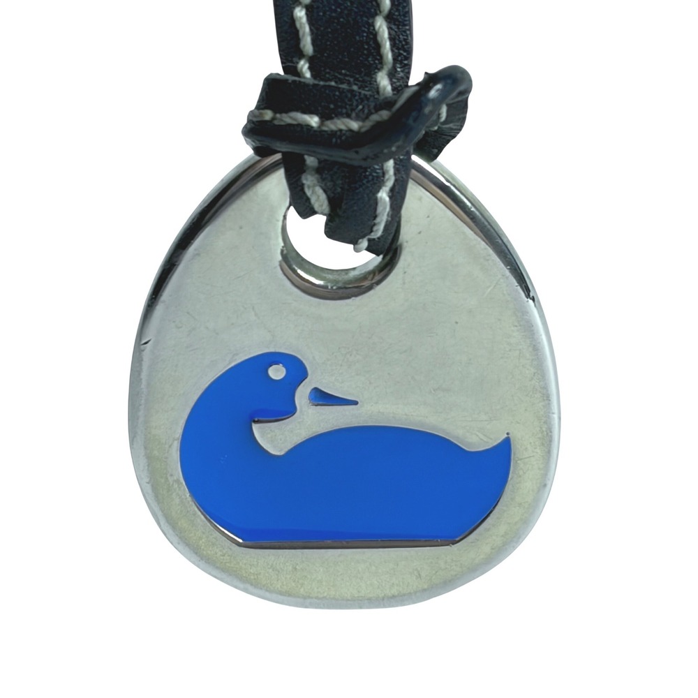 Dooney & Bourke Duck Logo Bag Charm Silver Tone Leather Strap - Picture 2 of 9
